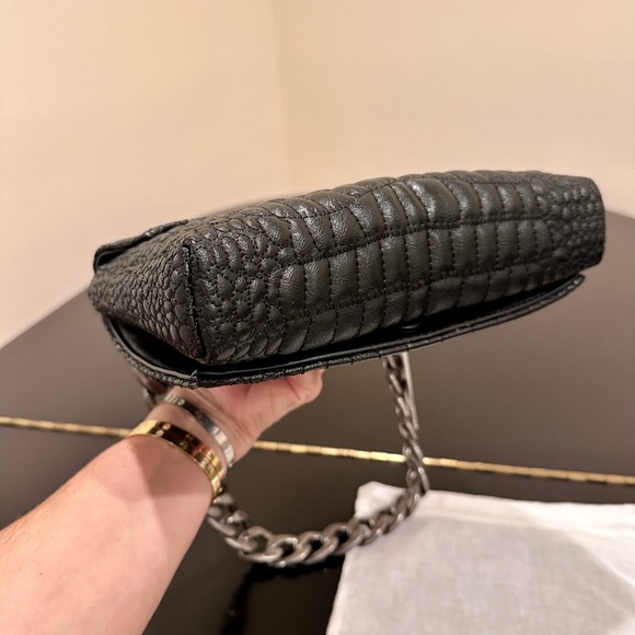 NWT RARE Zara Black Croc Embossed Faux Leather Shoulder Bag - Picture 14 of 17